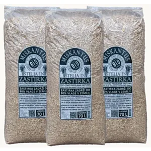 VETISA- Miskantus 100 % BIO zastirka ali stelja - 70 litrov (10+ kg)/ 27 kom pal