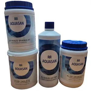 AQUASAN-komplet Algicid, Klor Granulat 65, pH minus in Combi tablete