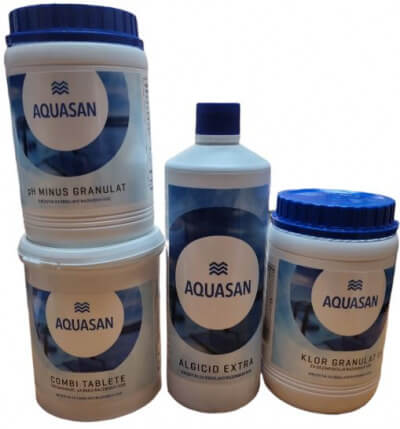 AQUASAN-komplet  Algicid, Klor Granulat 65, pH minus in Combi tablete