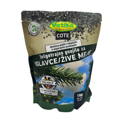 VETISA-COTE Gnojilo za IGLAVCE in ŽIVE MEJE - dolgotrajno 6 mesečno - 1kg vrečka